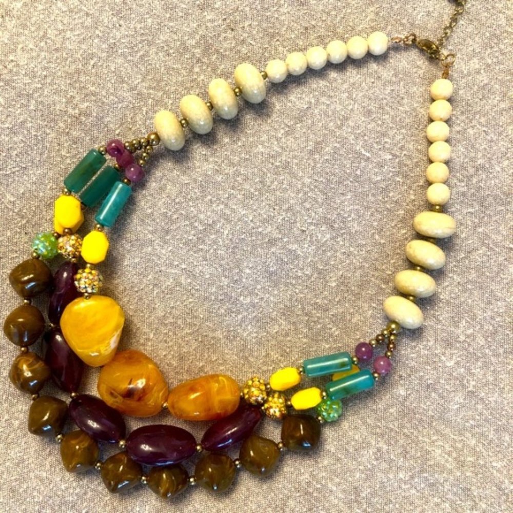 3 Strand Boho Beaded Necklace
